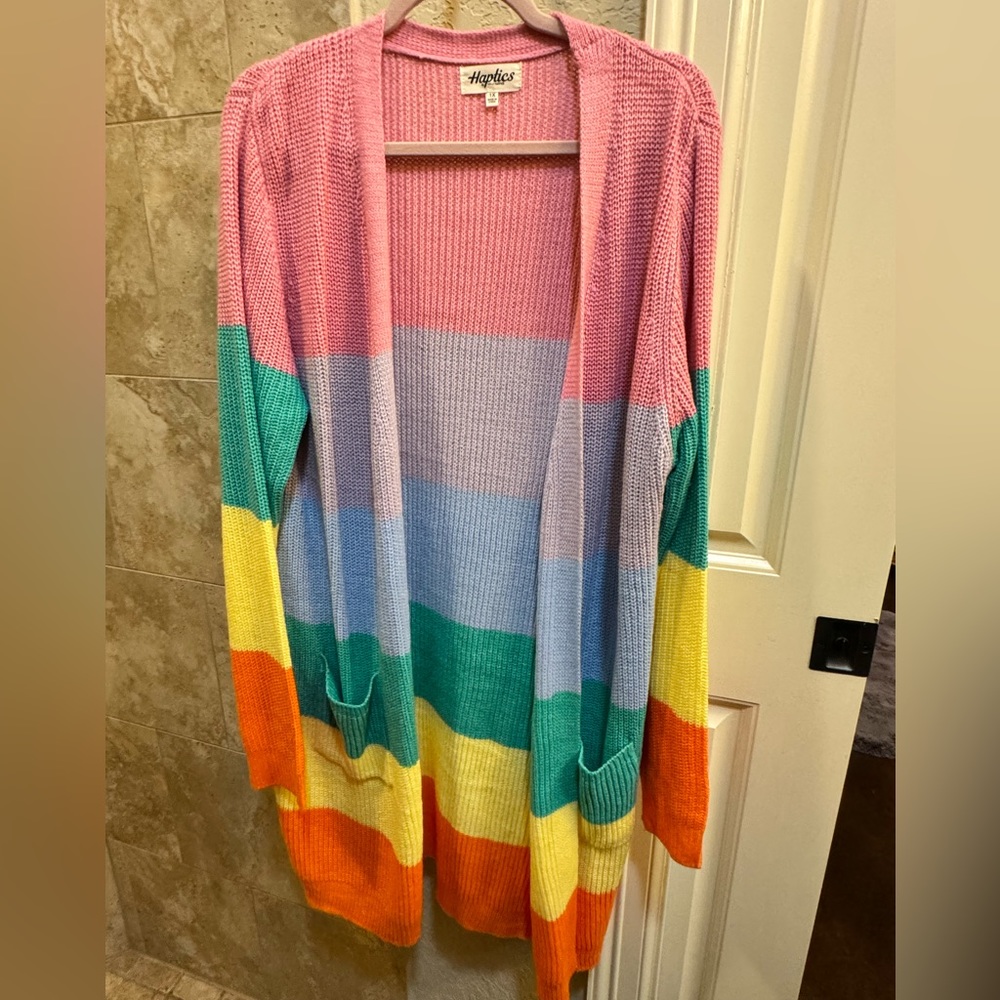 Haptics long open cardigan with beautiful colors